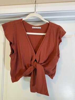 Abercrombie & Fitch Rust Tie-Front Crop Top